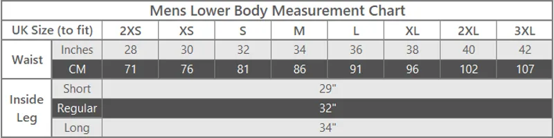 Keela Mens Lower Size Chart